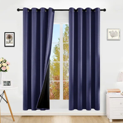 Grommets Thermal Insulated With Coated Lining Indoor Blackout Curtains (set Of 2), 52" W X 63" L