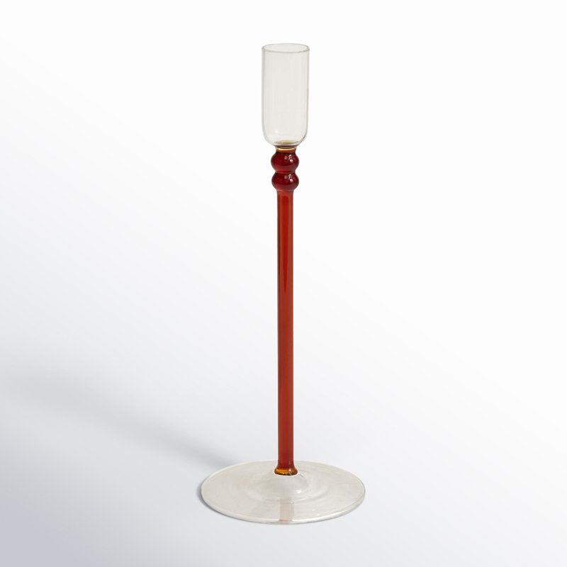 Wyland Glass Tabletop Candlestick, 9.75" H x 3.5" W x 3.5" D