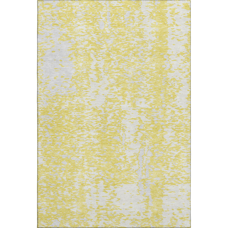 Premium Machine Washable Prisco Yellow Rug