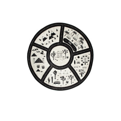 Tapis rond blanc en velours tissé à la machine 4 pi 7 po Ryerson