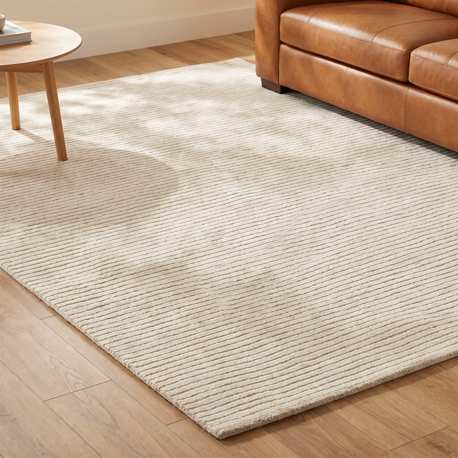 Guiness Beige Hand-Loomed Wool Rug, Rectangle 9' x 12'