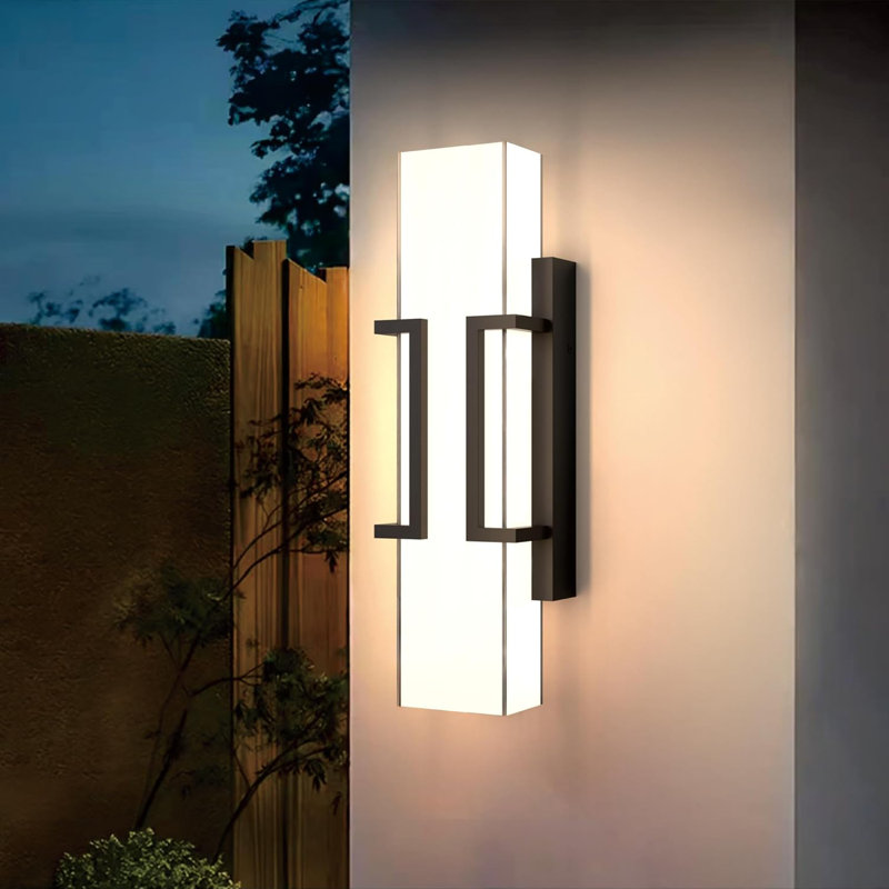 Modern Outdoor LED Wall Sconce, Dimmable Waterproof Glass Wall Light, 3000K Warm White Exterior Porch Light for Entryway Patio Garage