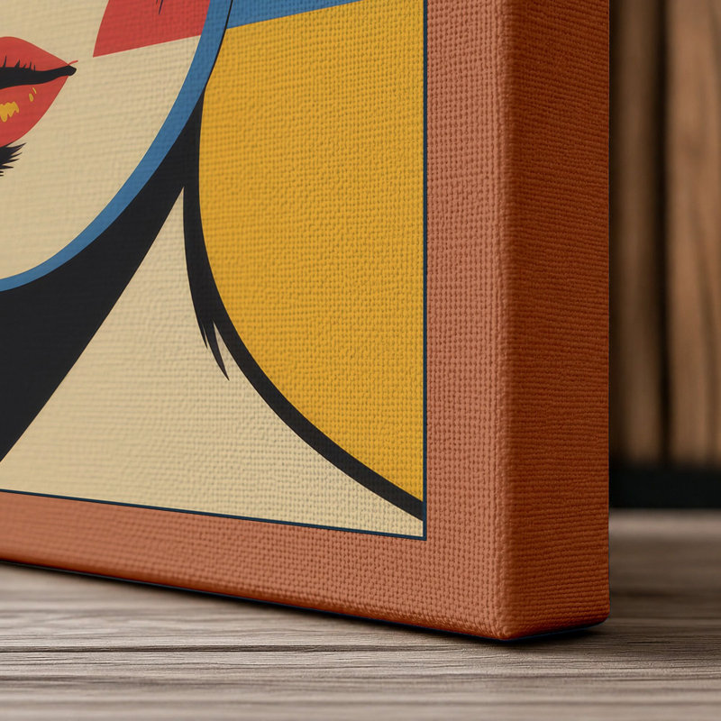 Bold Pop Portrait Pop Art - Wrapped Canvas, 18x12 - 45.7 x 30.5 cm, Terracotta Border