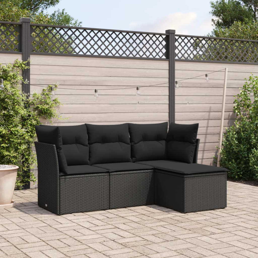 Vidaxl 4-Tlg. Garten-Sofagarnitur aus Polyrattan mit Kissen