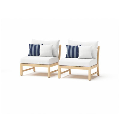 Paulet Acacia Outdoor Armless Lounge Chair , Sunbrella® Cushions Included