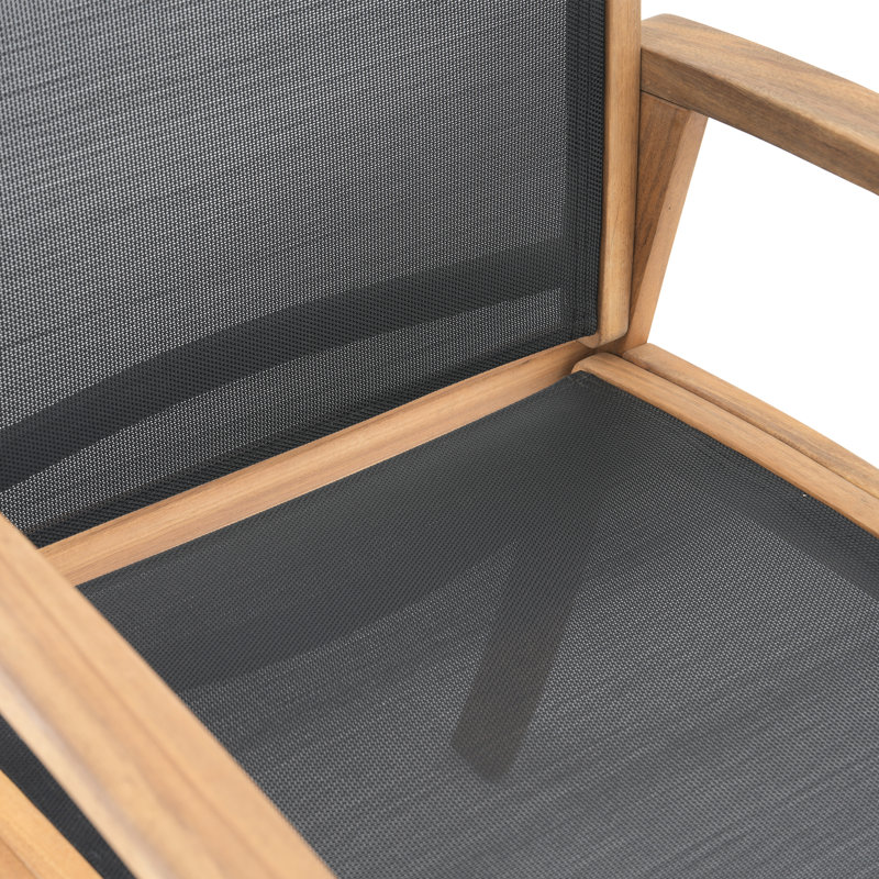 Chaises de salle à manger d'extérieur en bois d'acacia Patankar, Noir