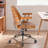 Mid-Century Modern Ergonomic Office Chair with Wood Back, Faux Leather Swivel Desk Chair with Adjustable Height-1271258477