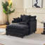 Fauteuil d'appoint en chenille de 39,4 po avec repose-pieds noir pour lire dans le salon-2050663430