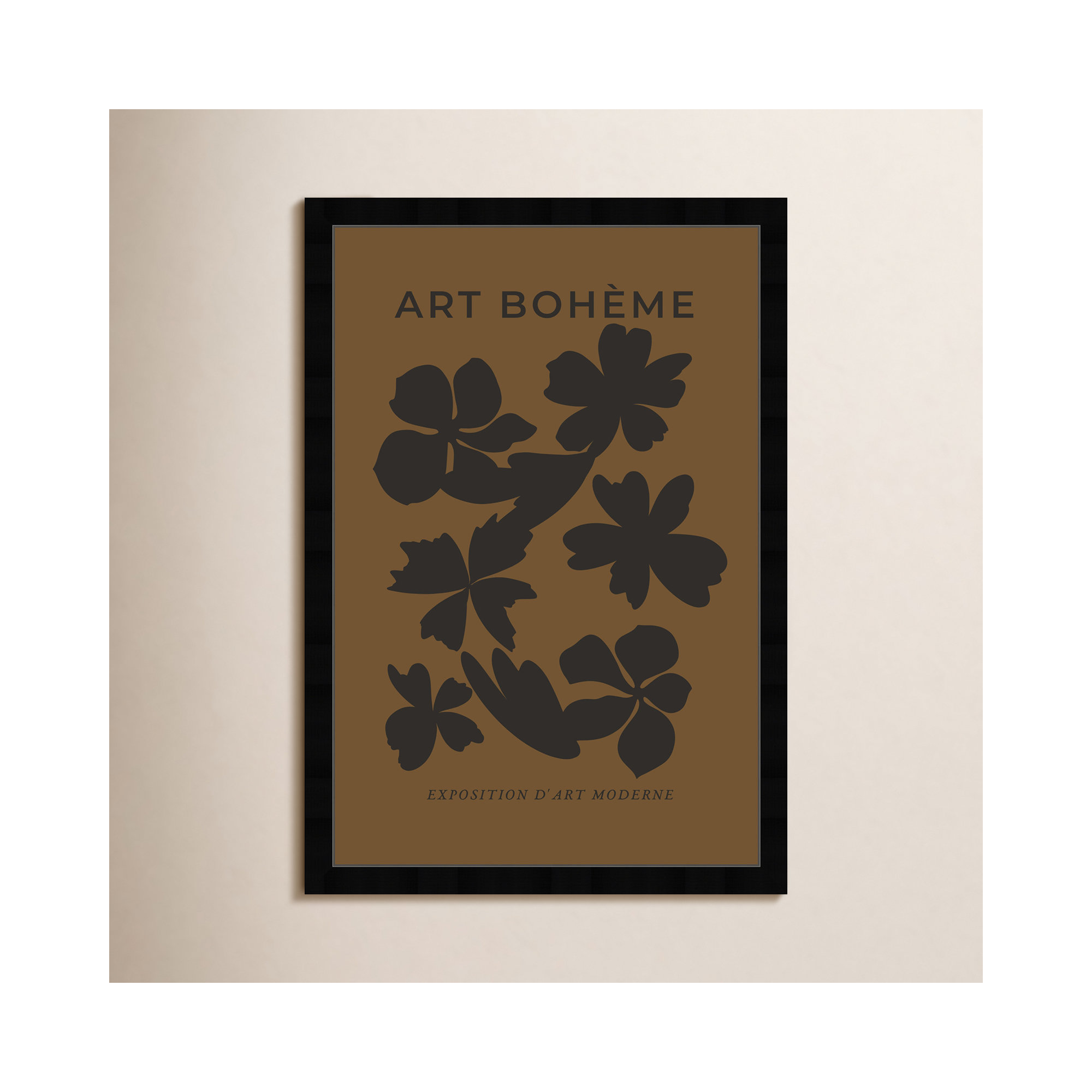 Minimal Black And Brown Floral Pattern by Oliver Gal, Black, 17" H x 12" W