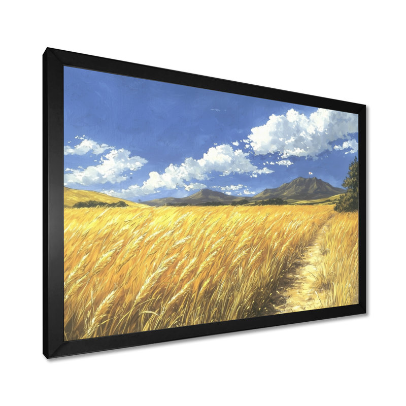 Dorrel Meadow Golden Fields of Corn II - prairie, art mural, Cadre simple, Noir, H 12 po x l 20 po