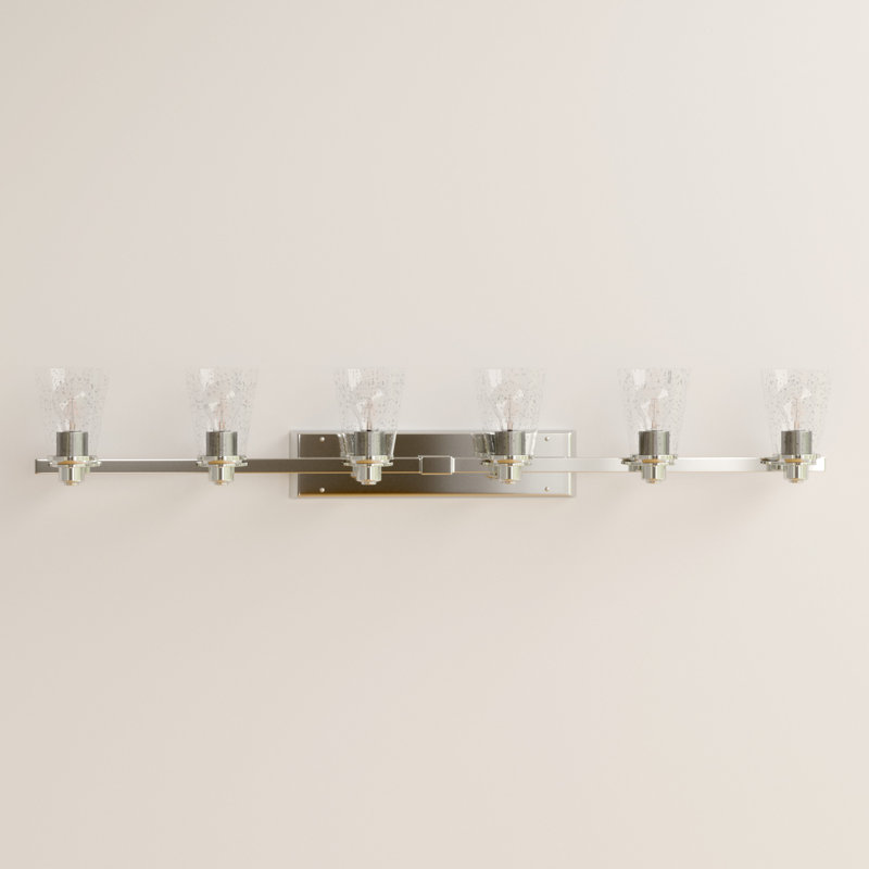 Avon Chrome 6-Light Bath Vanity with Clear Seedy Glass Shade