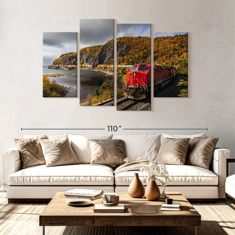 Train de fret Mehar en automne, H 54 po x l 84 po