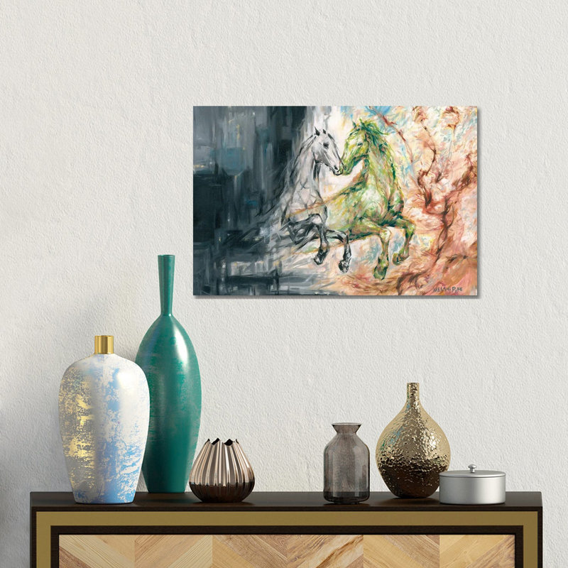 Two Horses by Melani Pyke - Gallery-Wrapped Canvas Giclée on Canvas, 30.48 cm H x 45.72 cm W, Wrapped Canvas