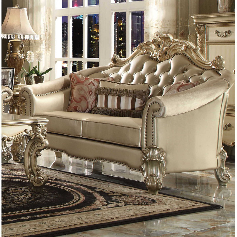 Leedom Upholstered 67'' Loveseat, Bone Faux Leather