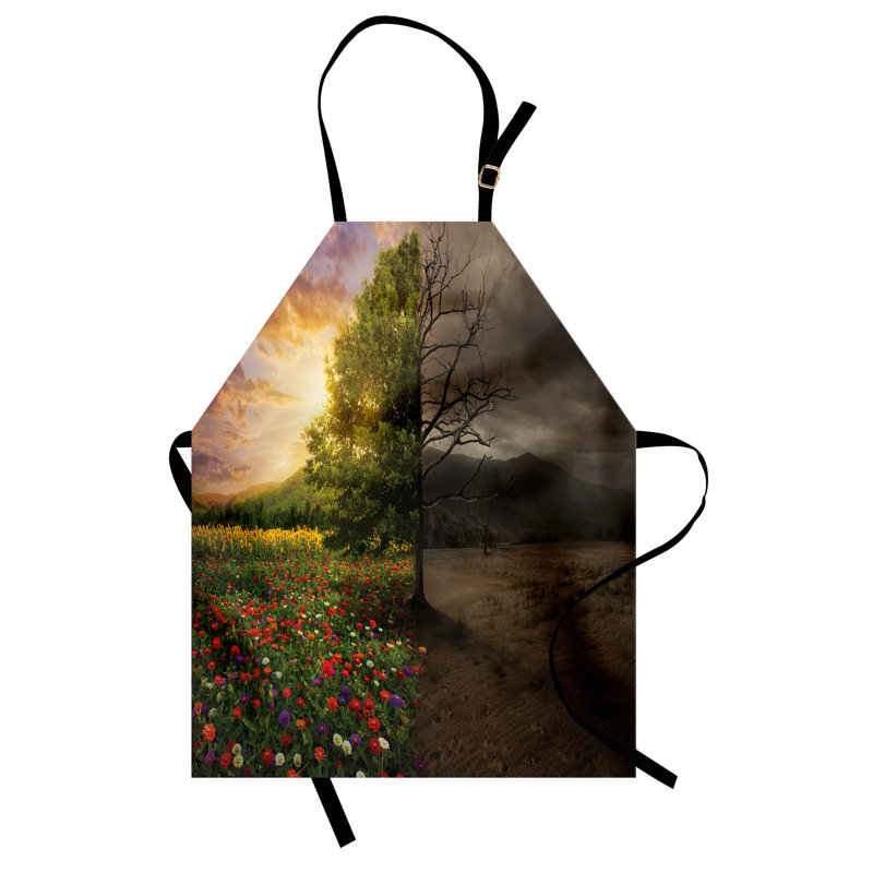 Multicolore, tablier East Urban Home Forest unisexe, thème vie et mort, taille adulte