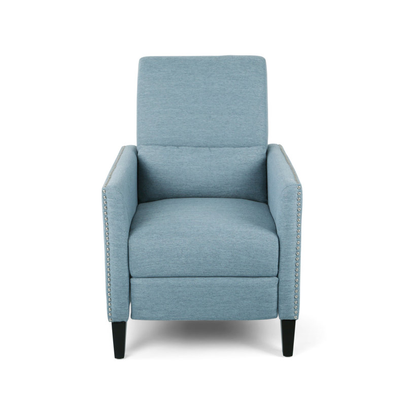 Push-Back Recliner With Stylish Details For Ultimate Relaxation, Light Blue