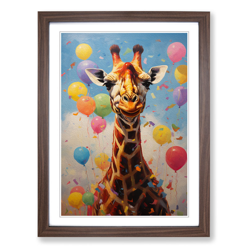 Giraffe Contemporary - Framed Print, Walnut, 46cm H x 34cm W x 2cm D