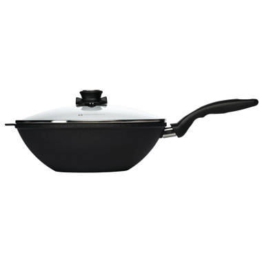 Ecolution Non-Stick Carbon Steel Wok with Soft Touch Riveted Handle,  12,Black