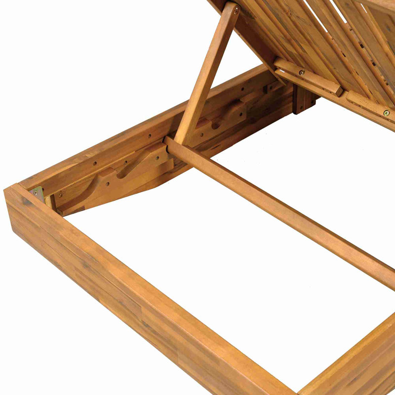 Chaise longue d'extérieur en bois d'acacia massif, Crème