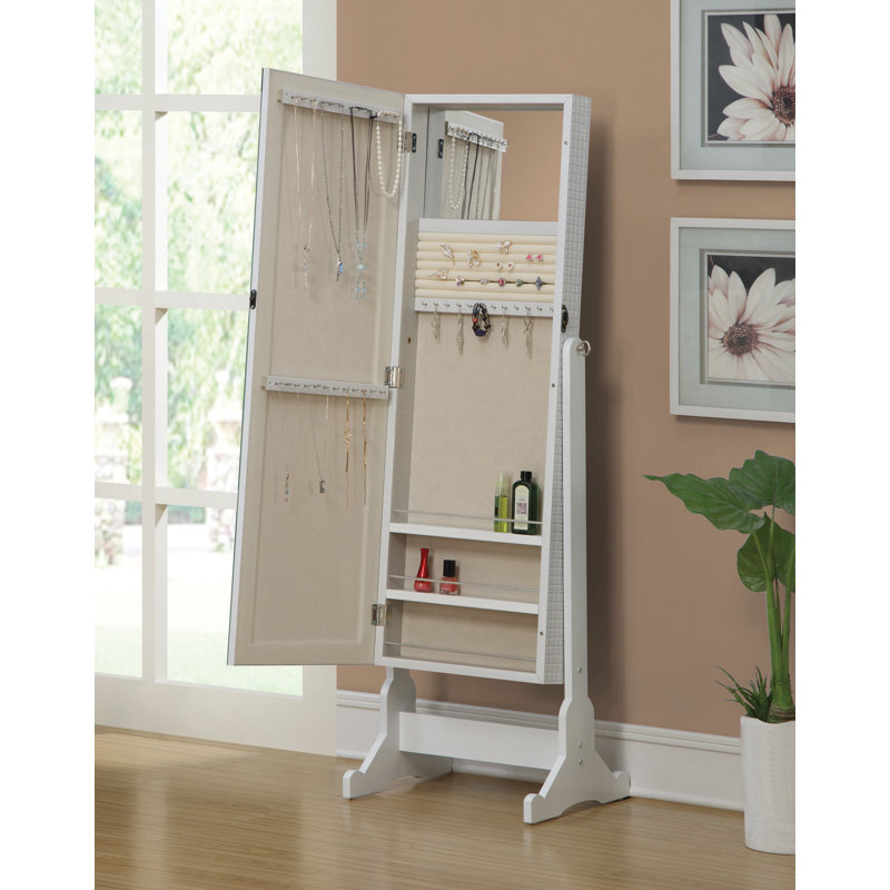 Dannaka Floor Mirror with Shelves, Gray