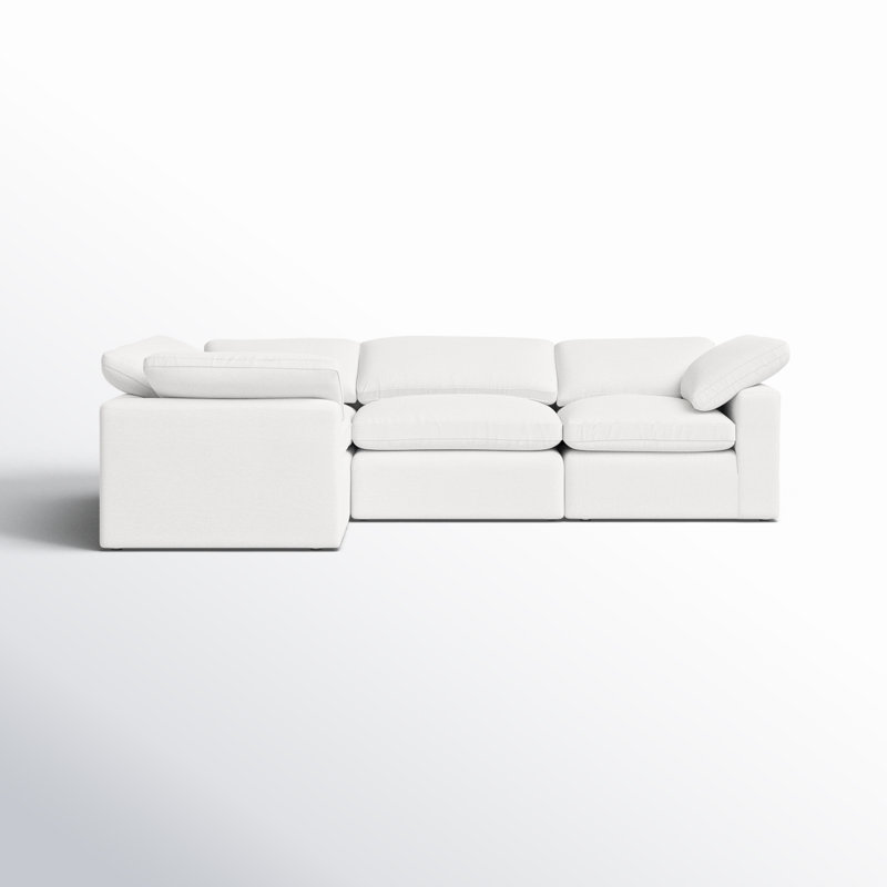 Canapé modulaire 4 pièces Wonardo, Tissu en coton blanc