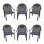 Lot de 6 chaises de salle à manger empilables d'extérieur avec structure en aluminium moulé et coussins bleus-1963953414