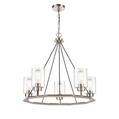 Mila - 5 Light - 29 inch - Black Satin Nickel - Chain Hung - Chandelier