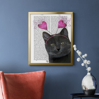 «Black Cat Valentines», toile encadrée de qualité supérieure - prête à être accrochée