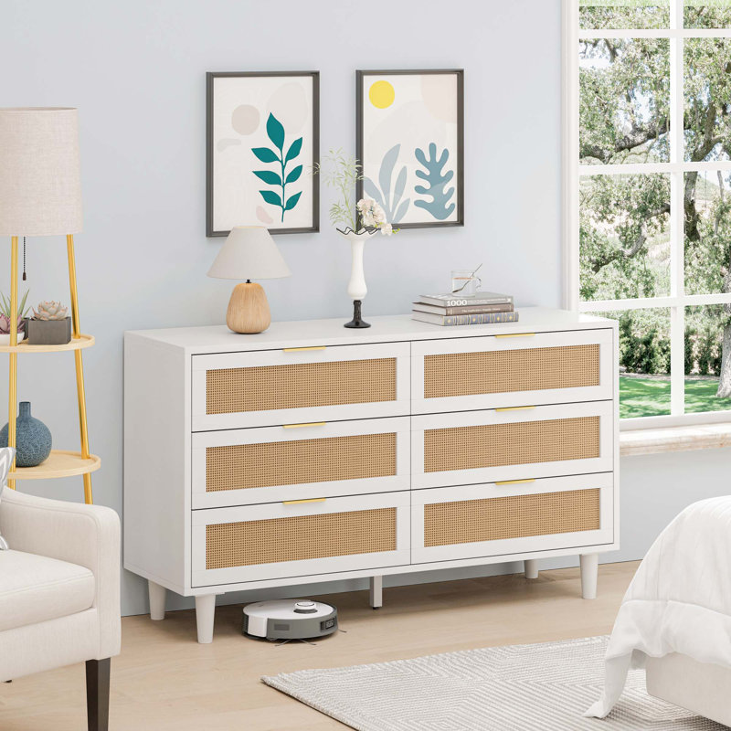 Commode 6 tiroirs Abagayle, Blanc