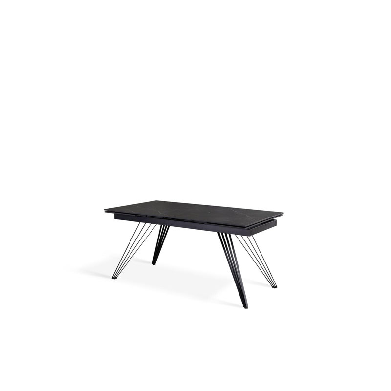 Laticia Extendable Metal Base Dining Table, Black