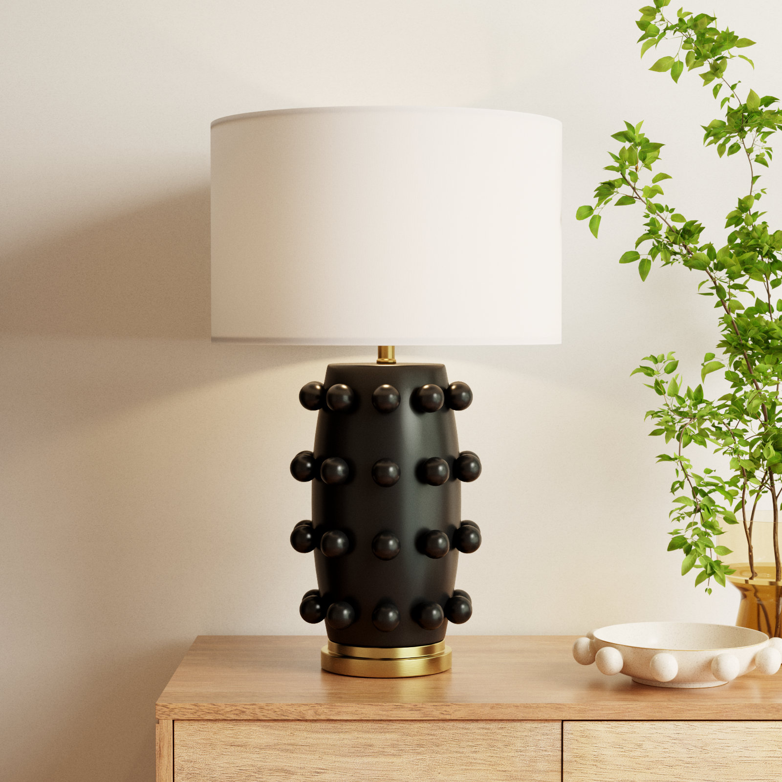 Jacqueline Table Lamp, Matte Black/Gold