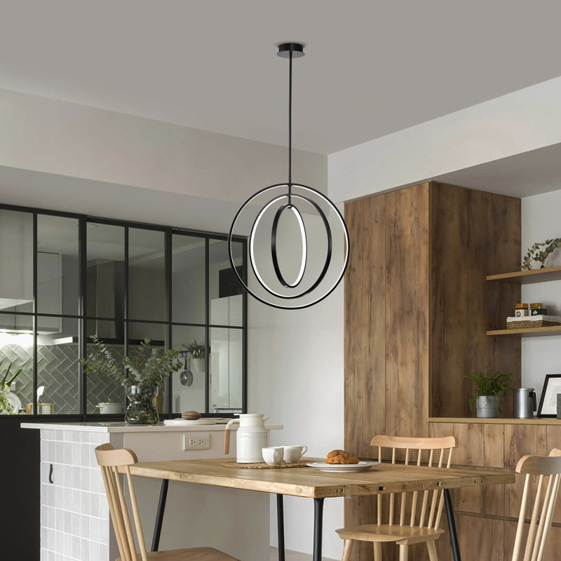 Lustre à 3 anneaux intégrés Wrought Studio ™ pour salle à manger / salon, vestibule, bureau