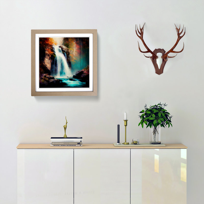 Waterfall Impressionism - Framed Print, Oak