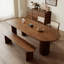 Table de salle à manger en bois massif noisette demi-cercle-1958263170