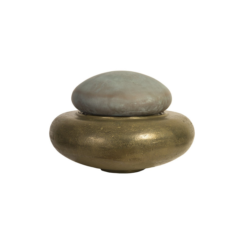 Fontaine Heian, LG, plateau bronze, base Brase, H 22 po x l 32 po x P 32 po, Bronze, laiton
