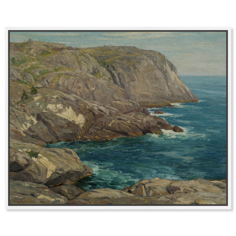 «Monhegan Headlands» par William's Robinson, art mural par Art Remedy, Cadre blanc, H 37 po x l 46 po