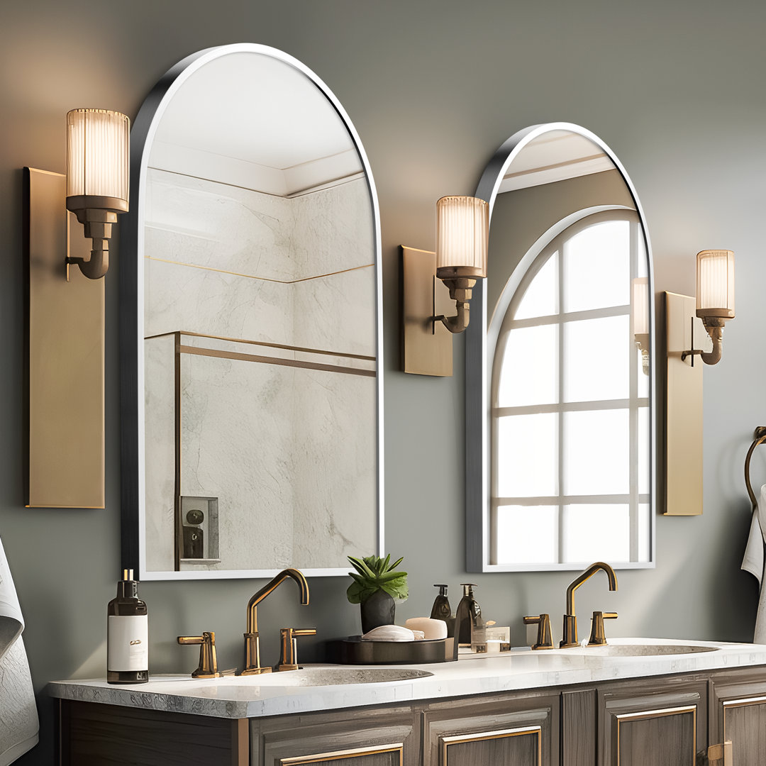 Vercher Metal Arched Bathroom/Vanity Mirrors (Set of 2) Mercury Row® 