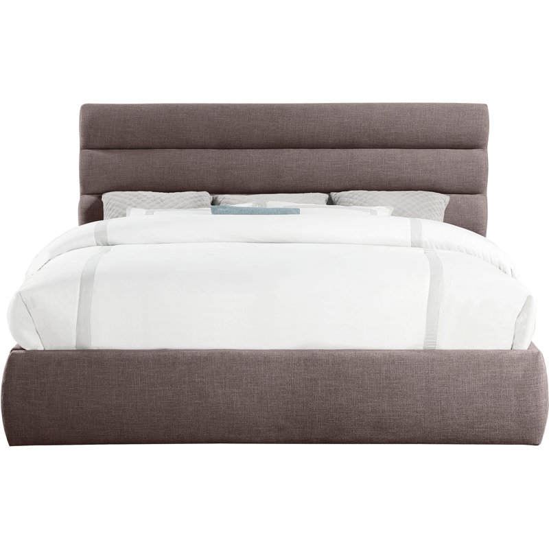 Lit en tissu Adam, Brown Linen Textured Fabric, Très grand