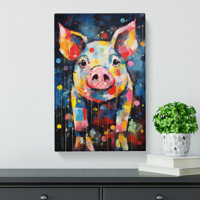 Pig Abstract Art No.2 - Wrapped Canvas