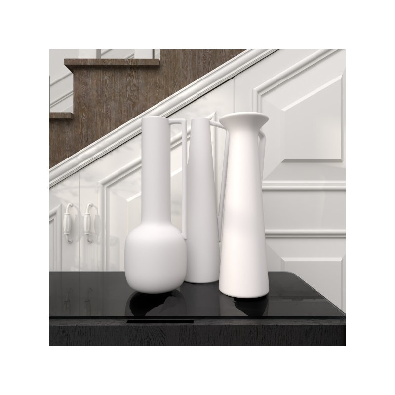 Vase en céramique Cosmoliving By Cosmopolitan, Blanc, H 13 po x l 16 po x P 6 po