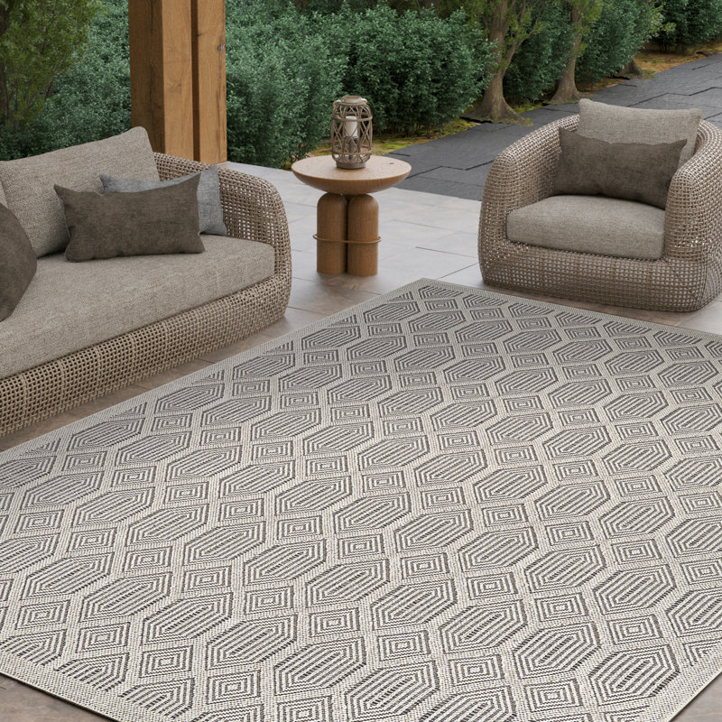 Tapis intérieur / extérieur Liguria Rapallo Pebble, Galet, 6 pi 6 po x 9 pi 6 po