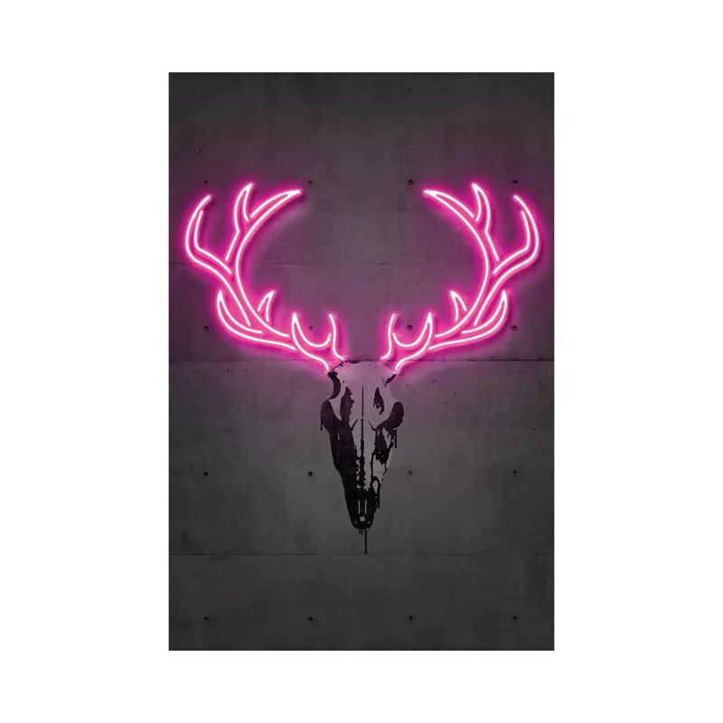« Deer Skull » par octave Mielu-impression d’art graphique, Pas de tapis, Toile tendue, H 48 po x l 32 po x P 1,5 po