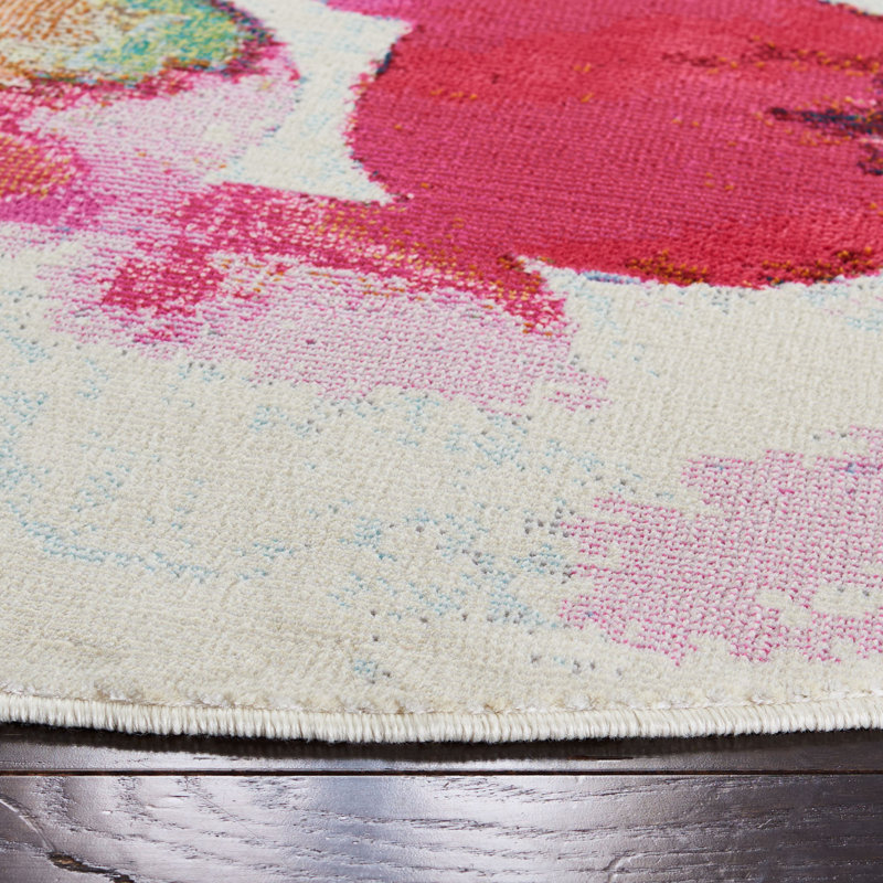 Ofrath Polka Dots Machine Woven Rug , Round 6'7"