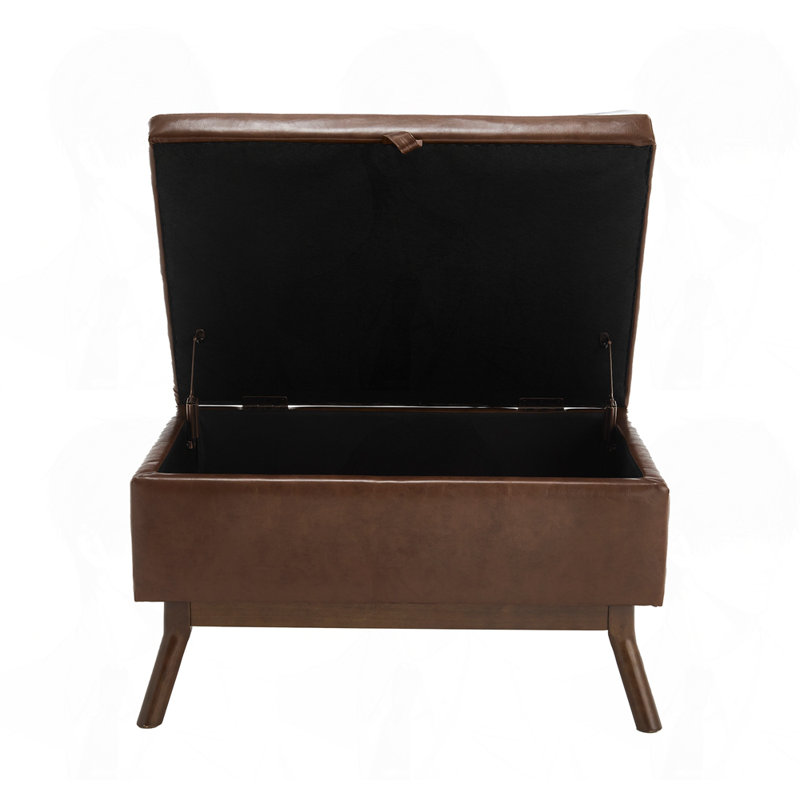 Mid-century modern square storage Ottoman, Brown