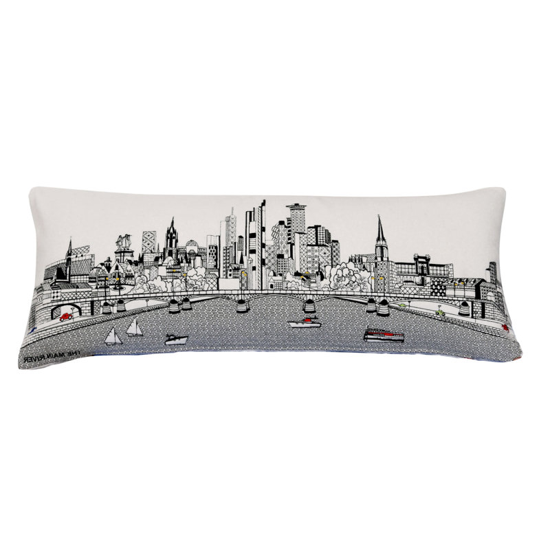 Coussin noir noir Frankfort Nighttime Skyline, Crème