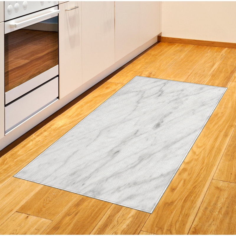 Marble Print High Density Long Fiber Poly Threads Decorative Area Rug Carpet, Rectangle 2'7" x 5'