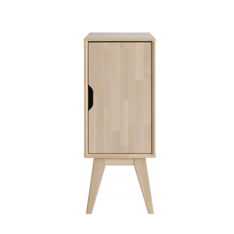 Saffron 30cm W Solid Wood Bedside Table, Lacquered Birch, Left Orientation