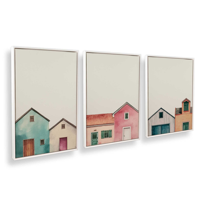 Ensemble de 3 impressions rustiques, 12 po x 8 po, Cadre flottant blanc opaque