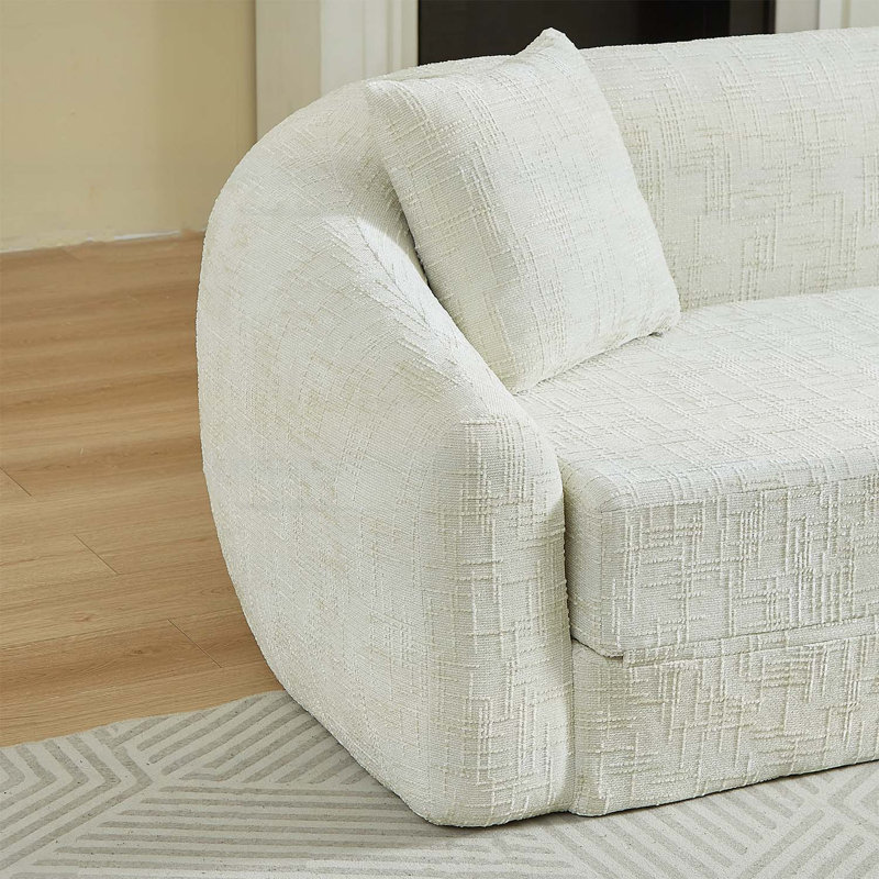 Canapé inclinable convertible incurvé de 87 po, canapé-lit 2 en 1 pliable avec base escamotable, siège profond et deux coussins, revêtement en chenille, aucun assemblage requis
