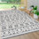 Woen High-Low Pile Mediterranean Tile White/Black Indoor/Outdoor Rug